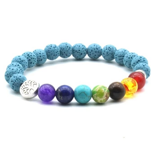 Blue Lava Stone Chakra Energy Bracelet