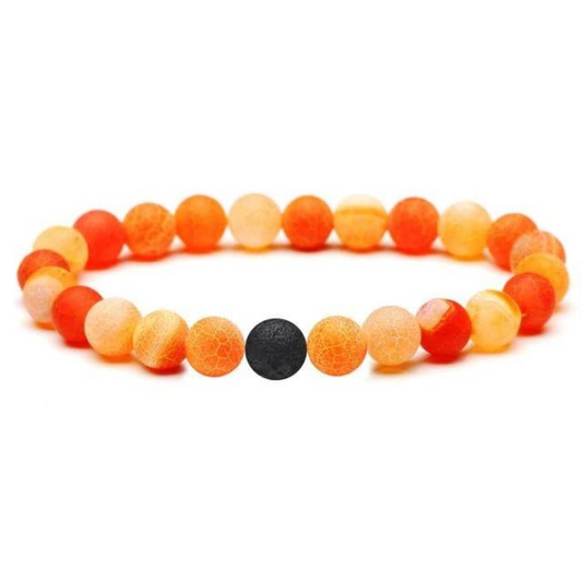 Neon Orange Lava Stone Bracelet