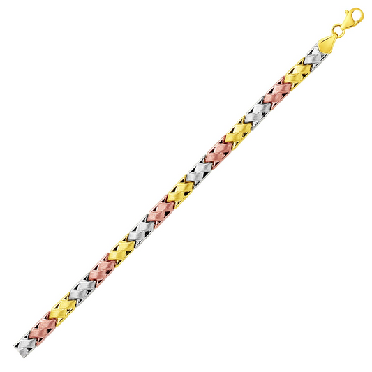 14k Tri-Color Gold Weave Bracelet