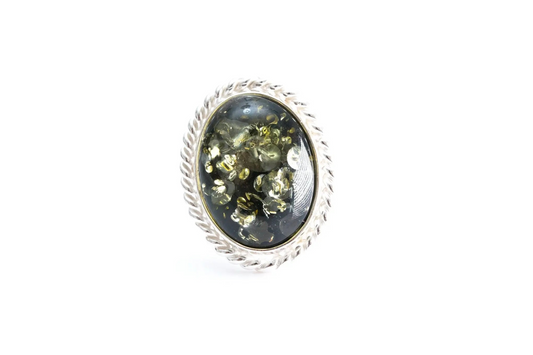 Quintessence Statement Ring – Green Amber Elegance