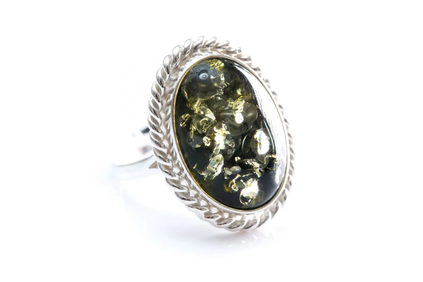 Quintessence Statement Ring – Green Amber Elegance