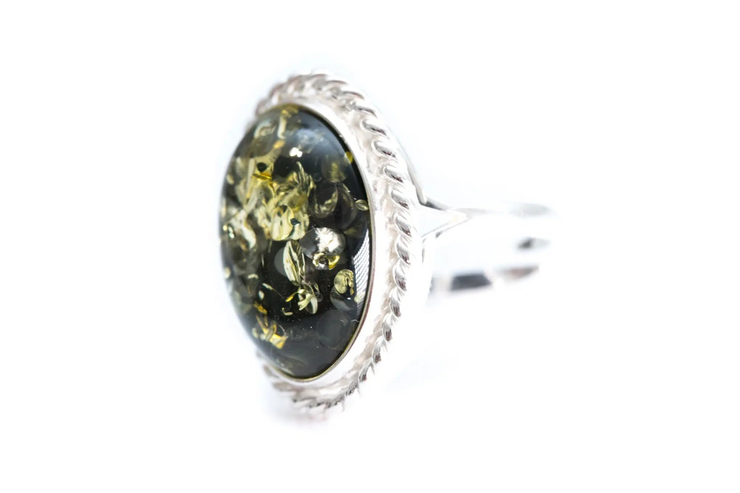 Quintessence Statement Ring – Green Amber Elegance