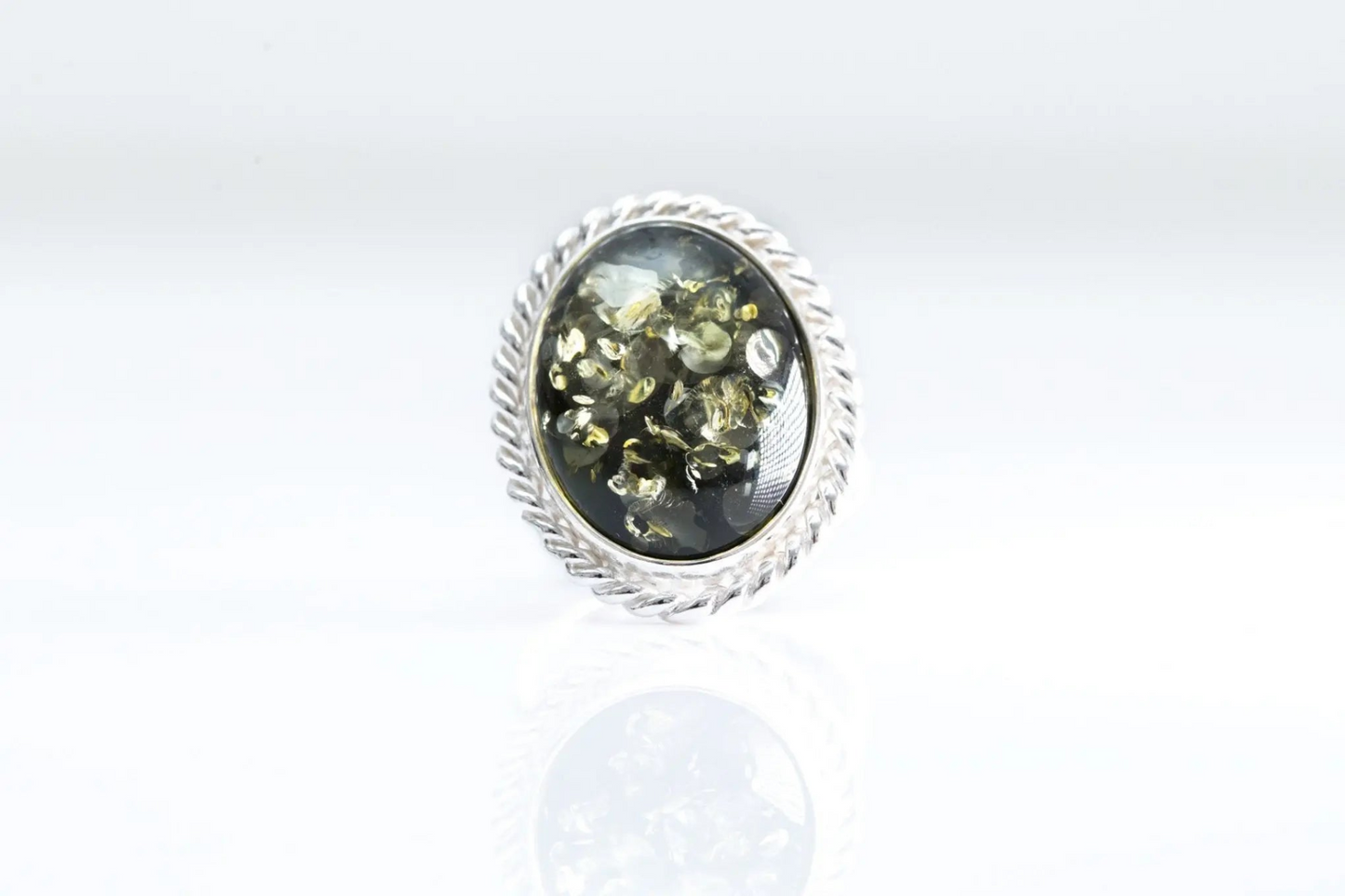 Quintessence Statement Ring – Green Amber Elegance