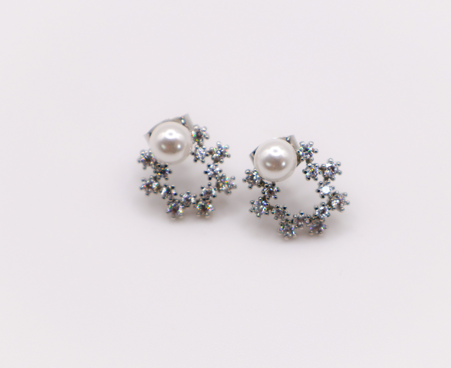 Pearlescent White Gold Earrings