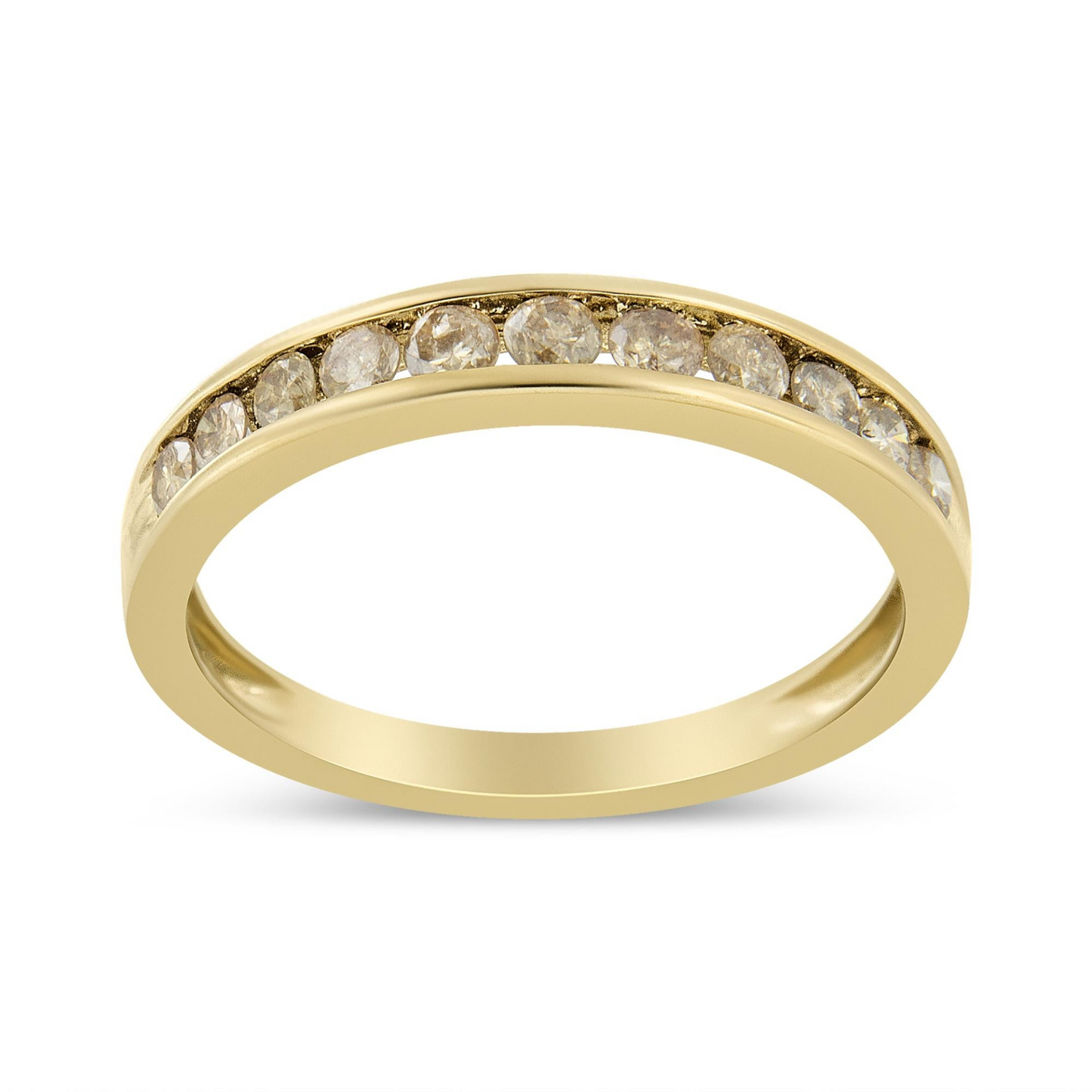 14K Gold-Plated Sterling Silver Champagne Diamond Band Ring