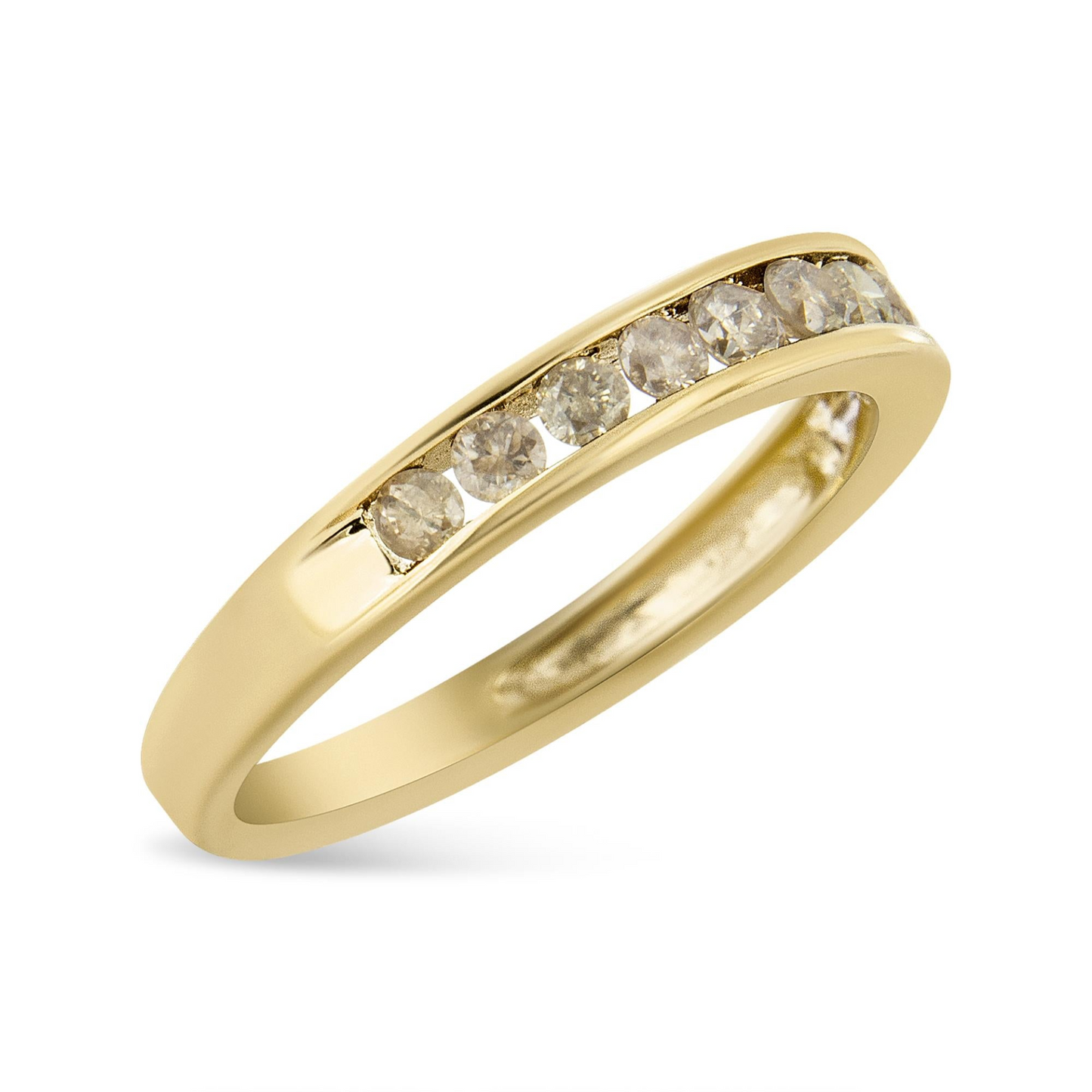 14K Gold-Plated Sterling Silver Champagne Diamond Band Ring