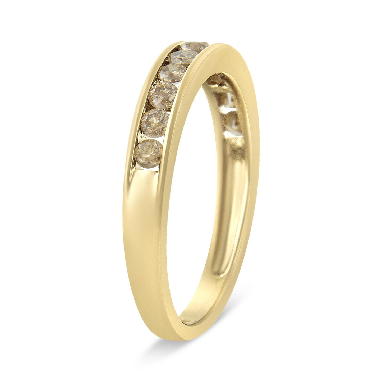 14K Gold-Plated Sterling Silver Champagne Diamond Band Ring