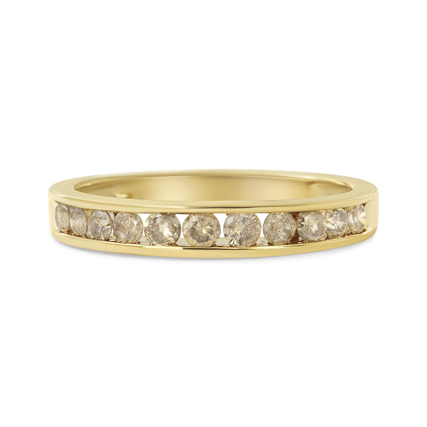 14K Gold-Plated Sterling Silver Champagne Diamond Band Ring