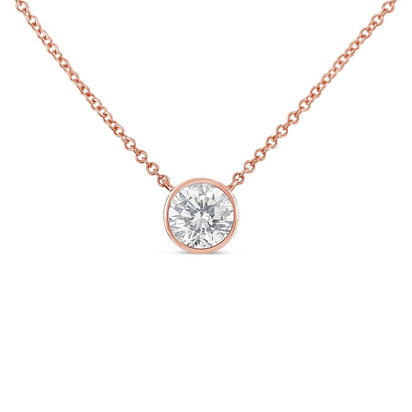 Elegant Sterling Silver Bezel-Set Diamond Solitaire Pendant Necklace