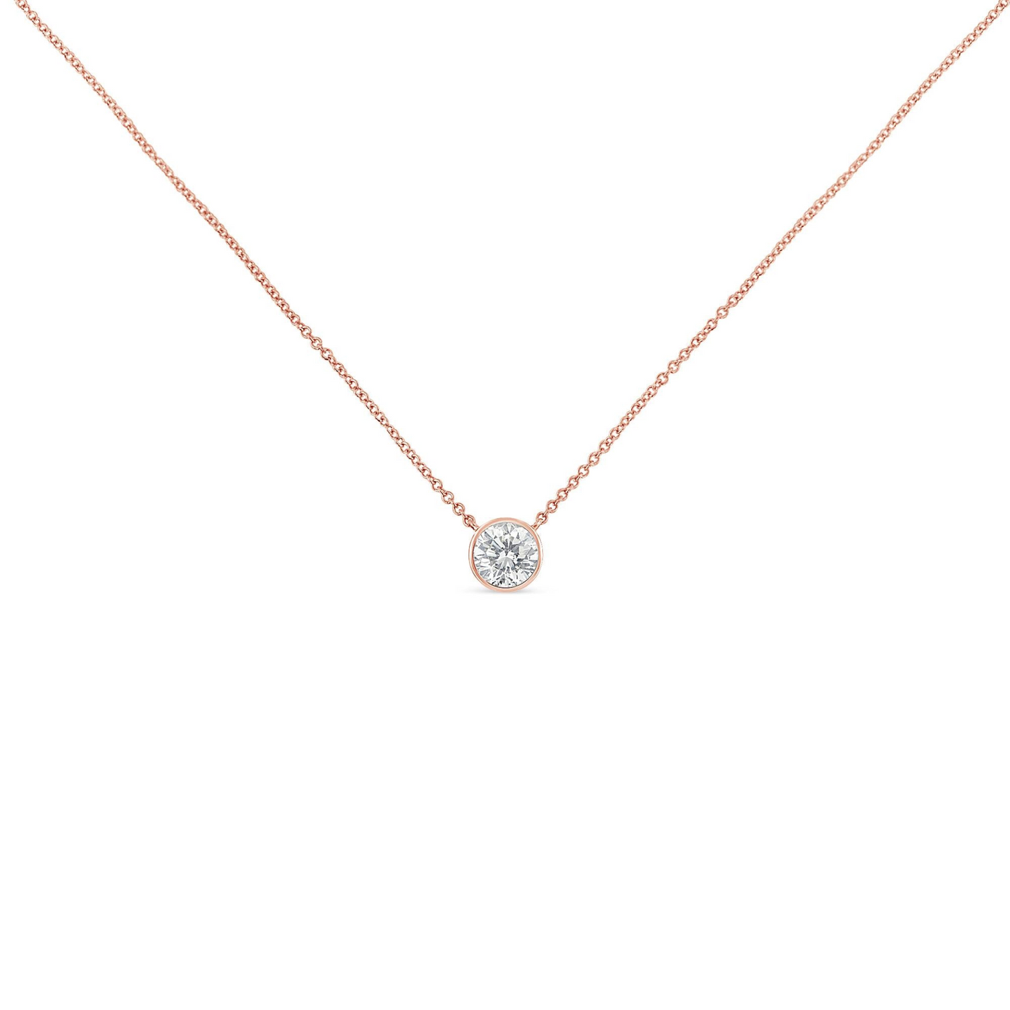 Elegant Sterling Silver Bezel-Set Diamond Solitaire Pendant Necklace