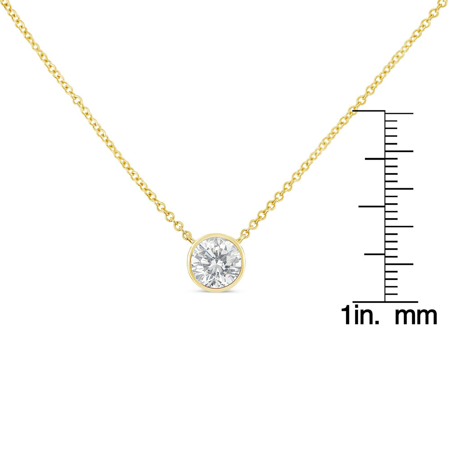 Elegant Sterling Silver Bezel-Set Diamond Solitaire Pendant Necklace