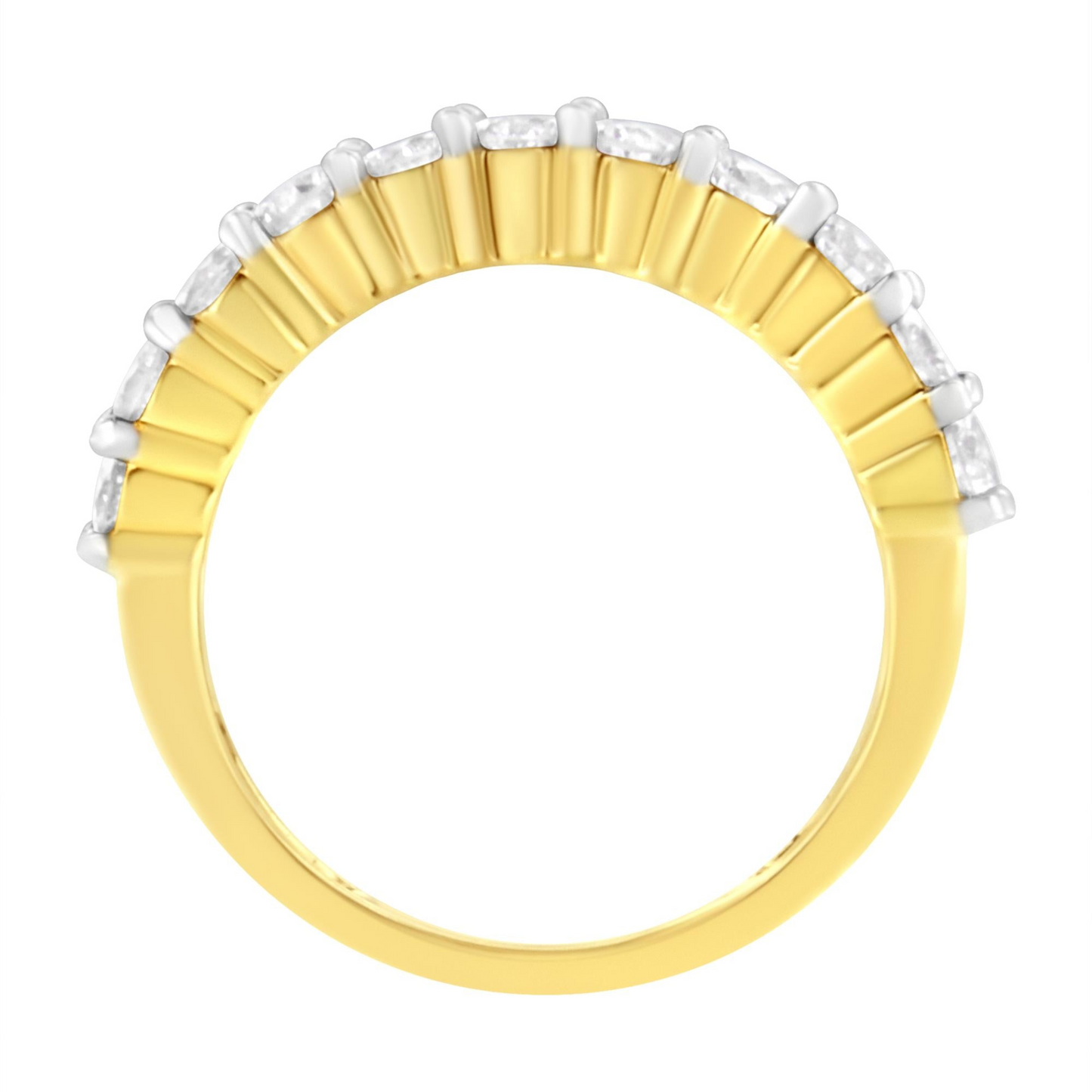 14K Yellow Gold Plated Prong Set Round-Cut Diamond Band Ring