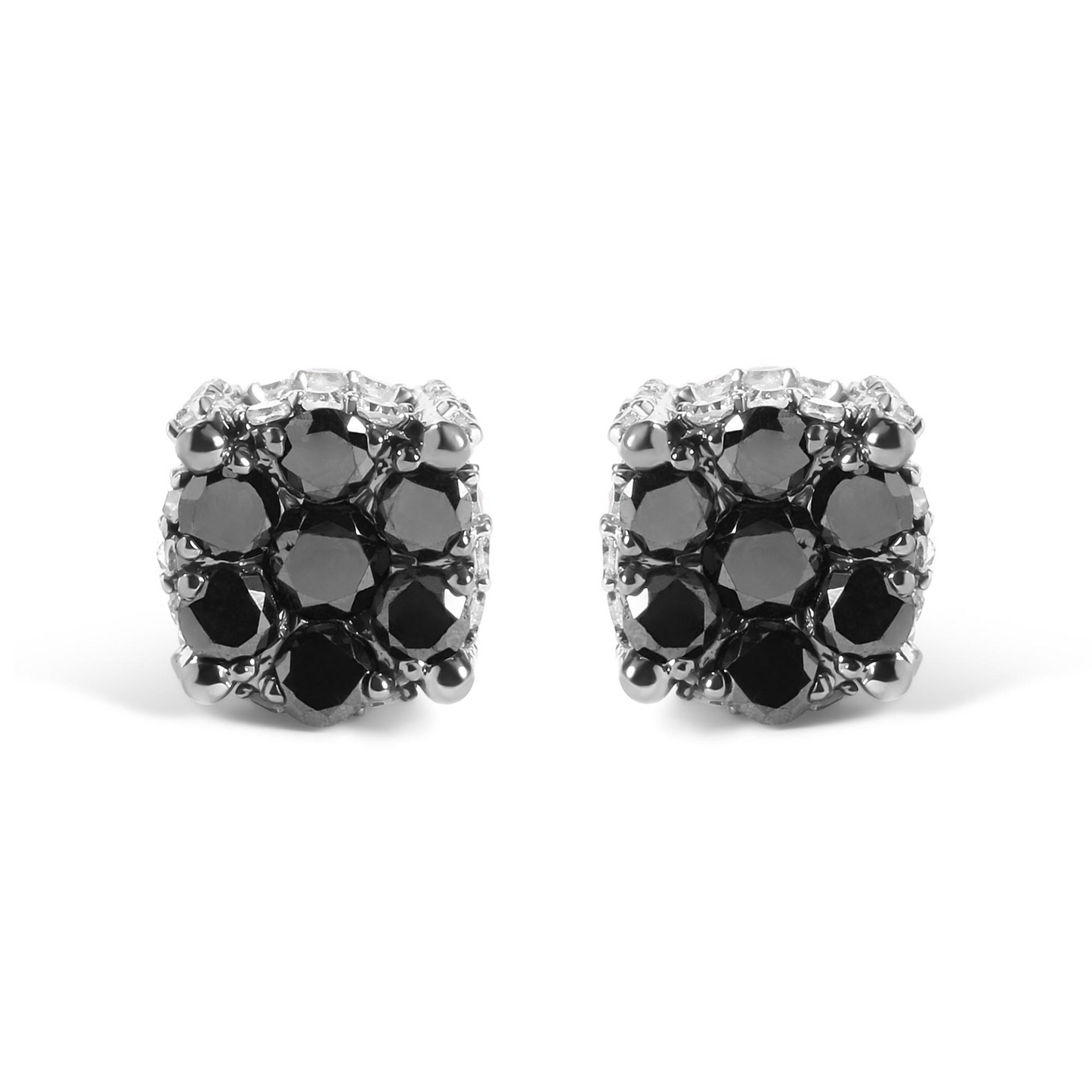 Men's 10K Yellow Gold - White and Black Diamond Stud Earring