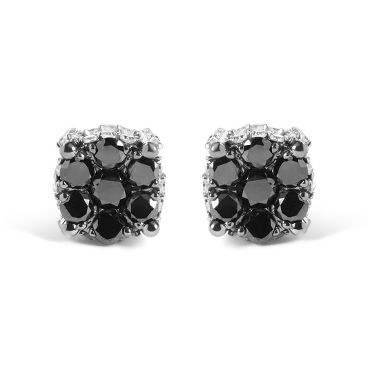 Men's 10K Yellow Gold - White and Black Diamond Stud Earring