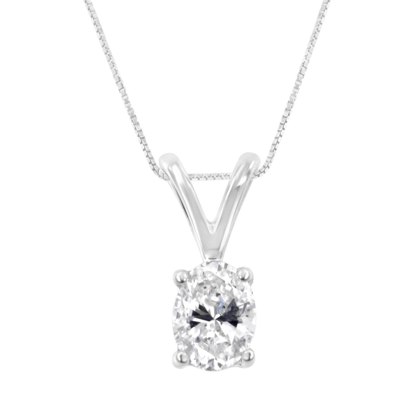 Timeless Elegance: Oval Diamond Pendant Necklace in 10KT White Gold