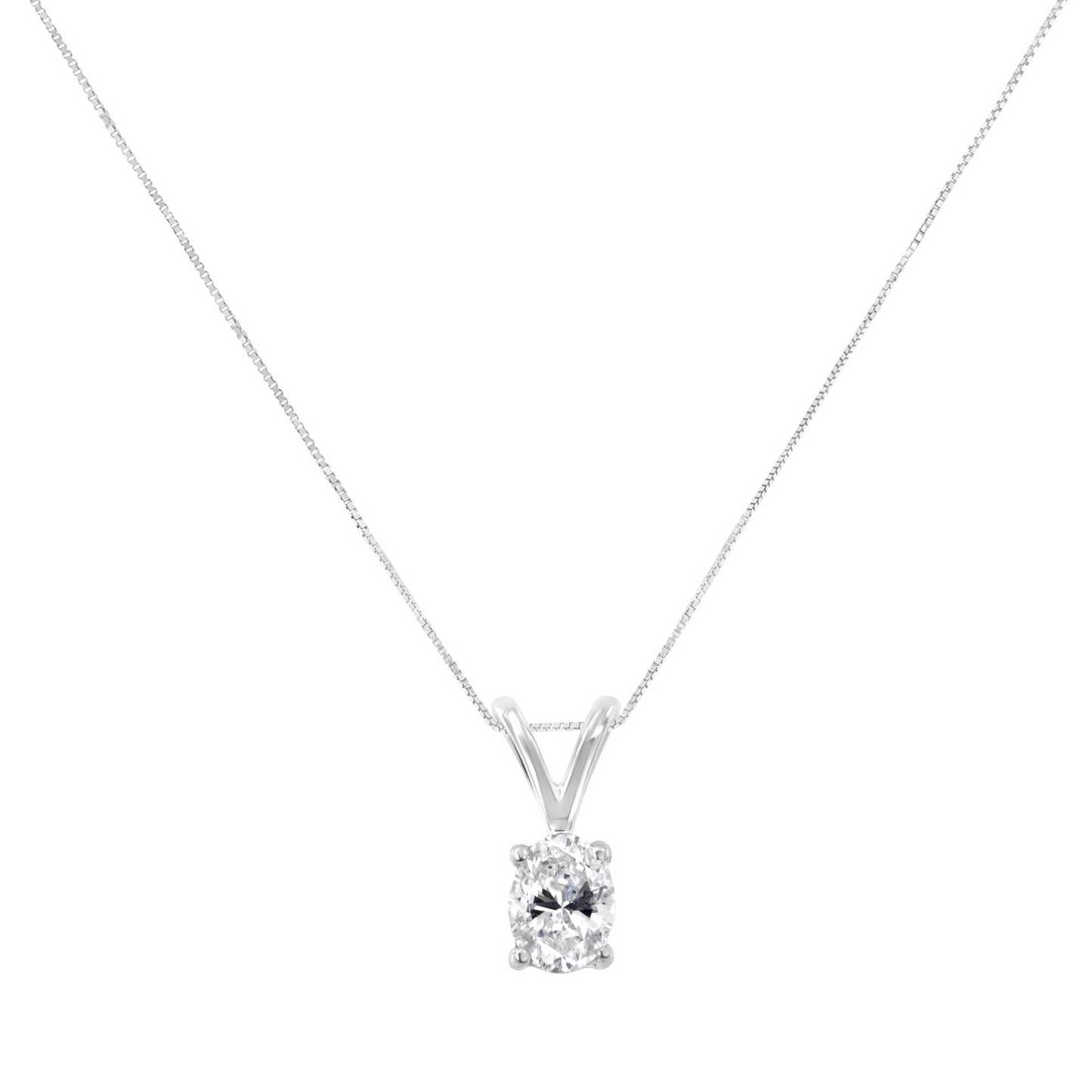 Timeless Elegance: Oval Diamond Pendant Necklace in 10KT White Gold