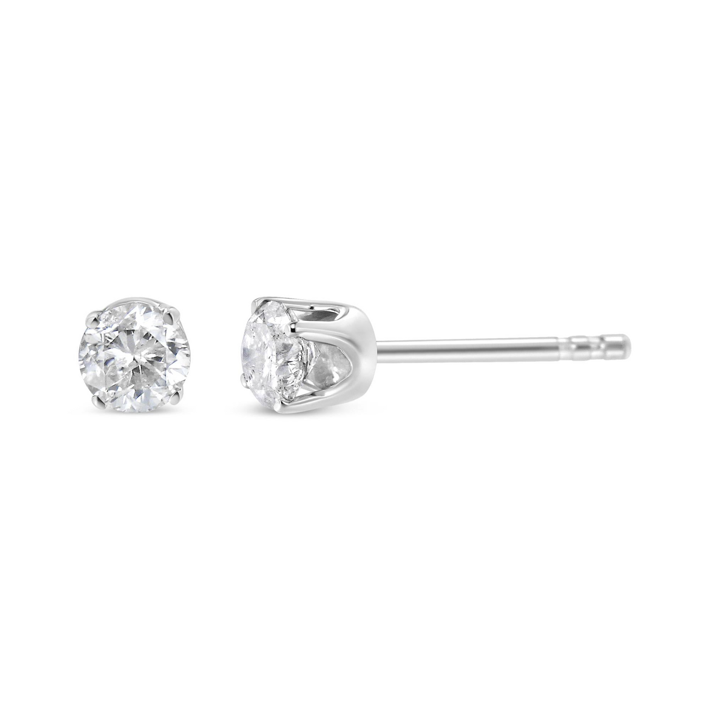 14K White Gold Brilliant Round-Cut Solitaire Diamond Stud Earrings