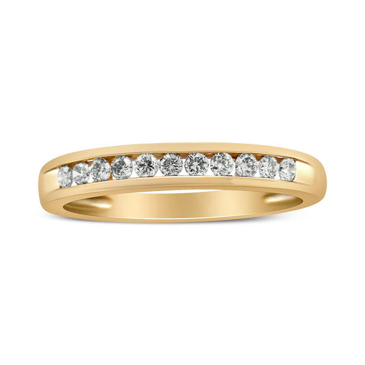 Channel Set Elegance: Diamond Band Ring in 10K Yellow Gold