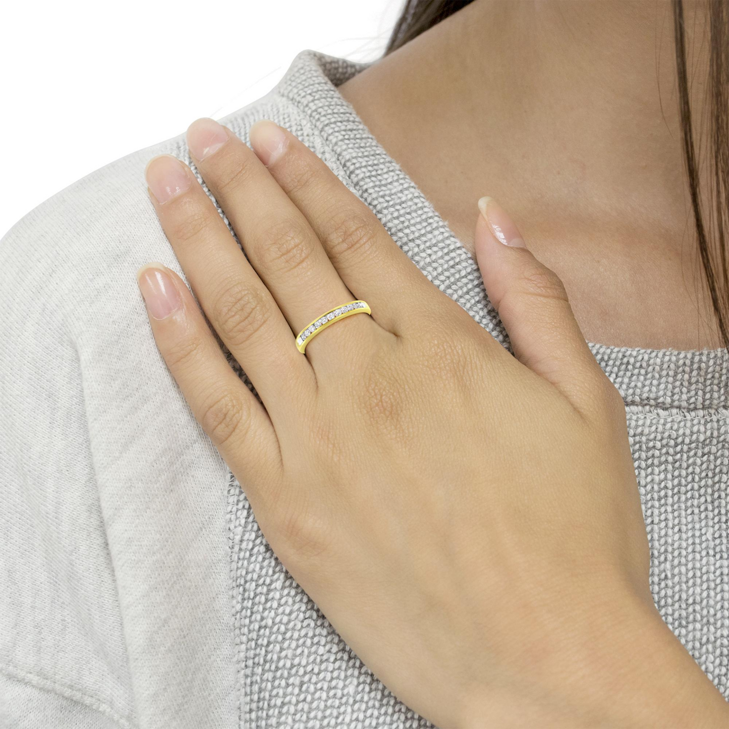 Channel Set Elegance: Diamond Band Ring in 10K Yellow Gold