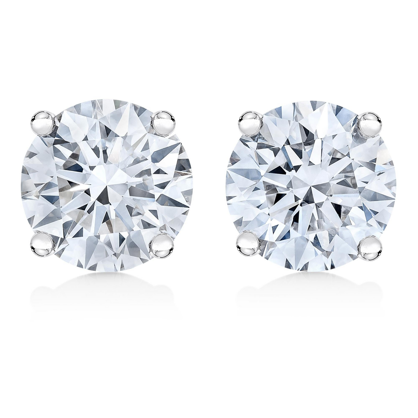 14K White Gold Round-Cut Solitaire Diamond Stud Earrings