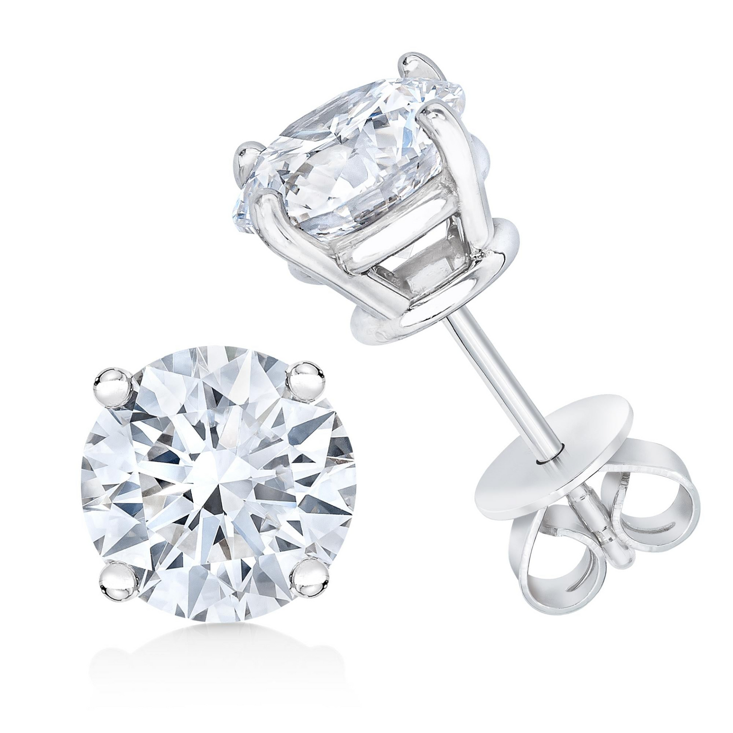 14K White Gold Classic Solitaire Stud Earrings with Lab-Grown Diamonds