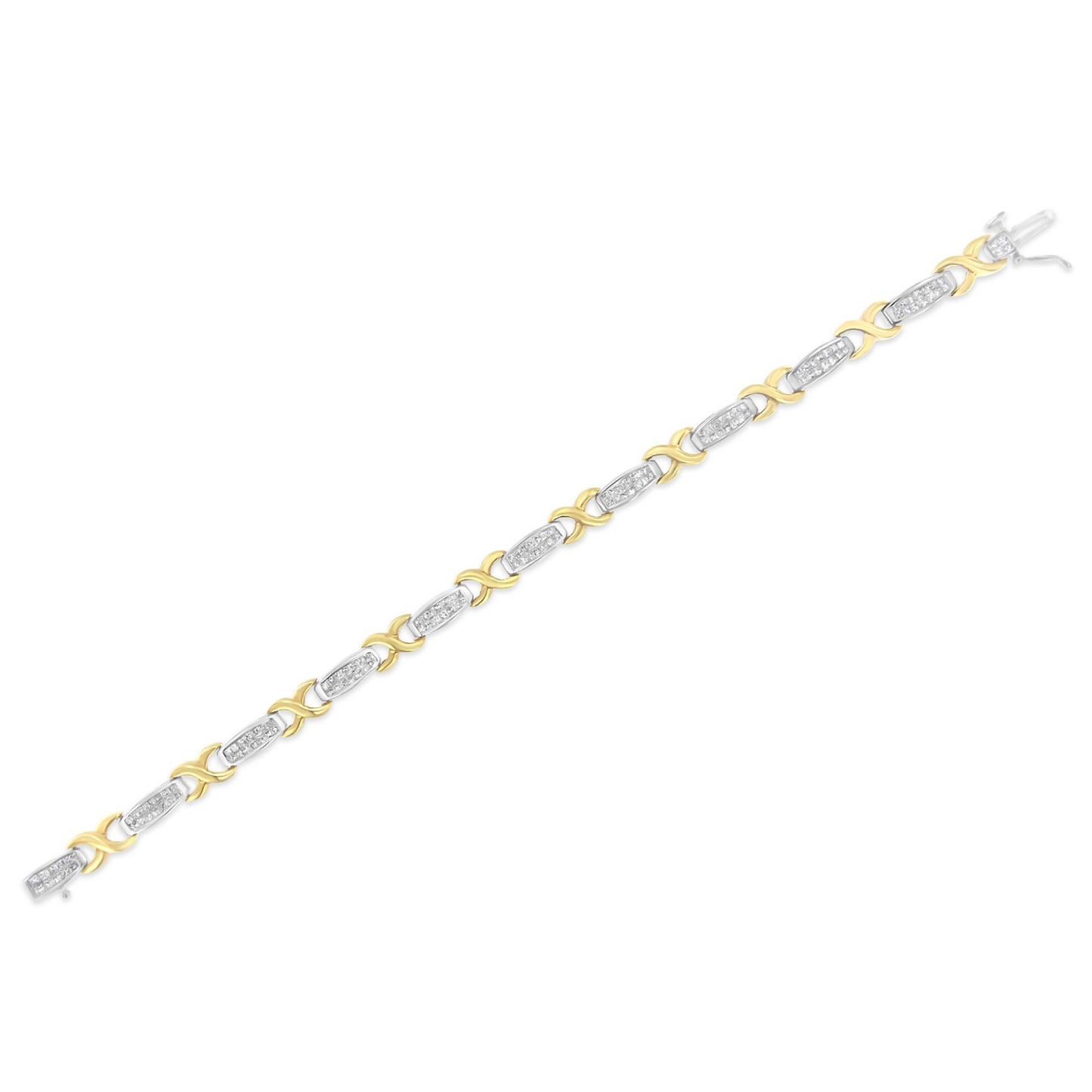 Two-Tone 14K Yellow & White Gold Princess-Cut Diamond X-Link Tennis Bracelet