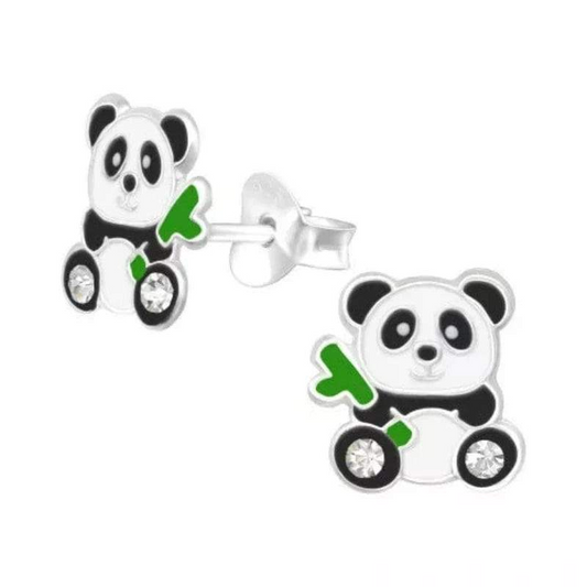 Cute Sterling Silver Panda Stud Earrings for Kids