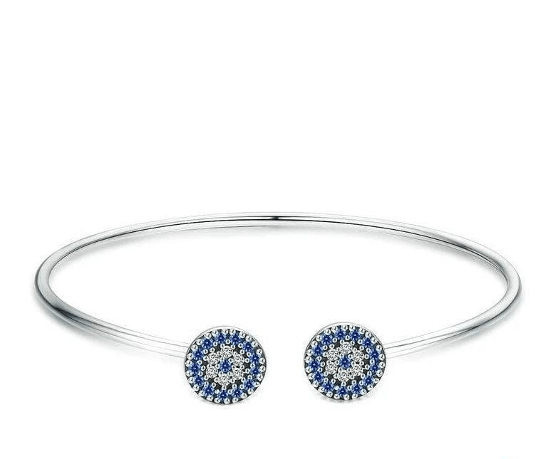 Stunning Blue Eyes CZ Cuff Bangle Bracelet