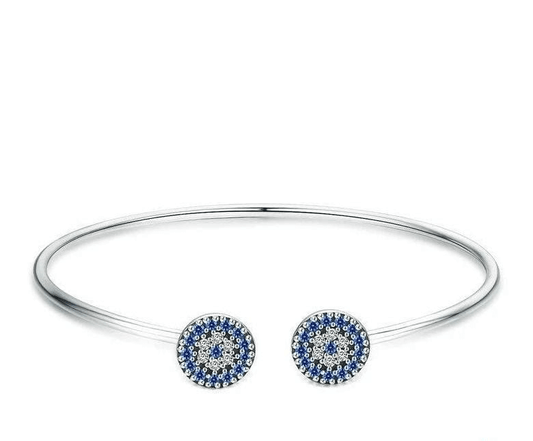 Stunning Blue Eyes CZ Cuff Bangle Bracelet