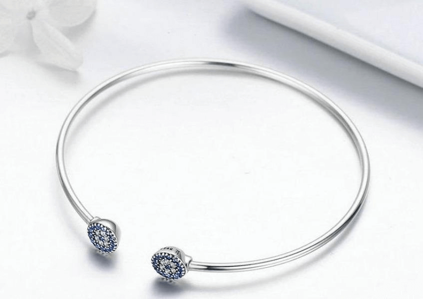 Stunning Blue Eyes CZ Cuff Bangle Bracelet