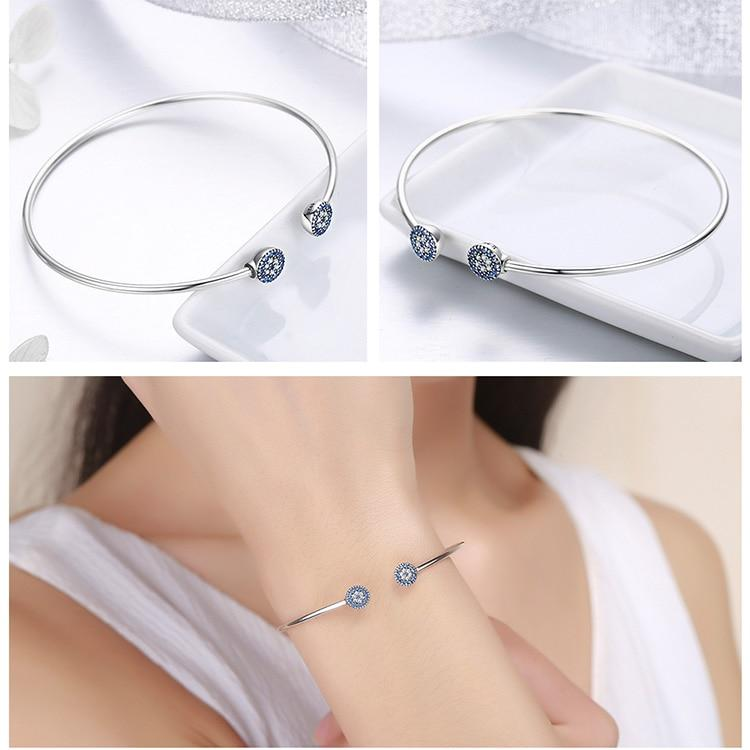 Stunning Blue Eyes CZ Cuff Bangle Bracelet